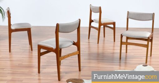 Set of Four Restored Mid Century Modern Danish Teak Chairs