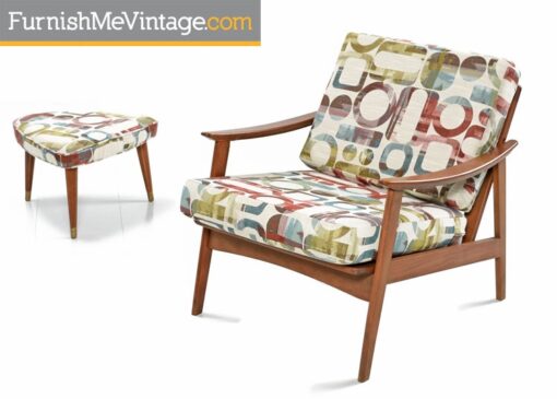 Mid Century Modern Arm Chair with Ottoman