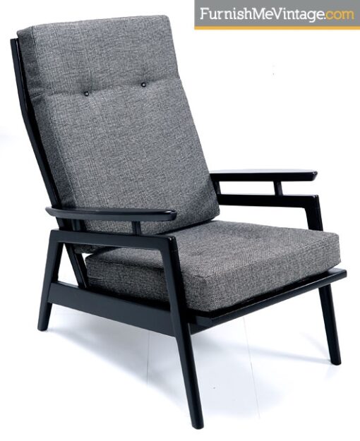 Restored Black Mid Century Modern Arm Chair