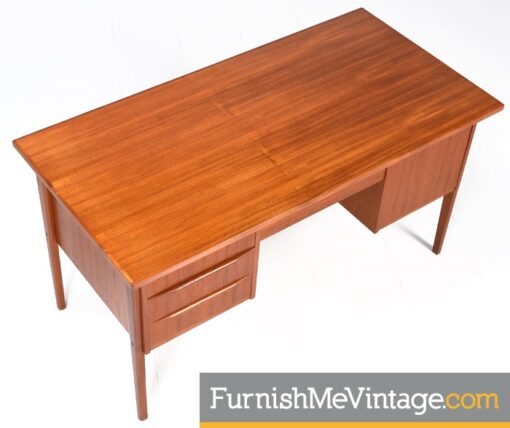 Restored Mid Century Modern Teak Desk with Bookcase