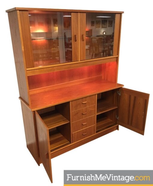 Lighted China Cabinet - Scandinavian Modern Teak