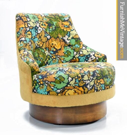 Vintage 1960s Patterned Barrel Chair