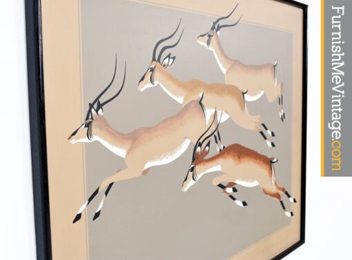 Mid Century Modern Franco Antelope Painting