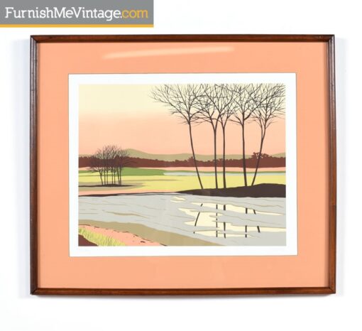 Modernist Original Coral Landscape by Fields