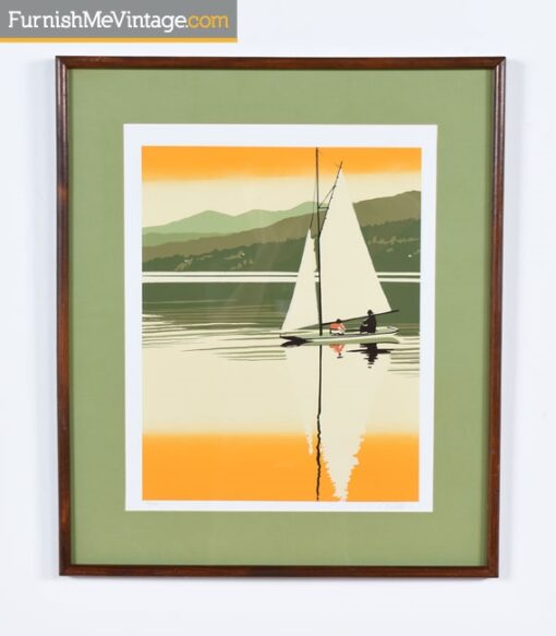 Vintage Original Sailboat Serigraph by Fields