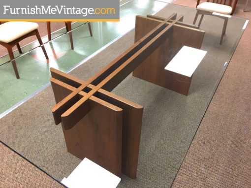 Vintage Glass and Teak Dining Table