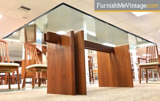 Vintage Glass and Teak Dining Table
