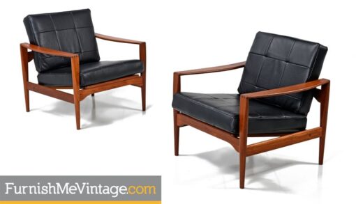 Pair of Restored Mid Century Illum Wikkelso Lounge Chairs