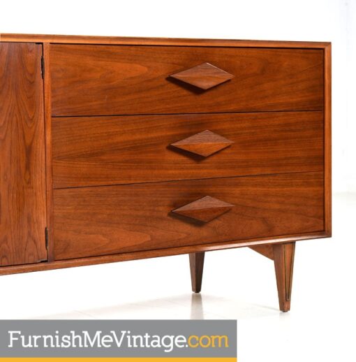 Restored Mid Century Modern Diamond Pull Dresser