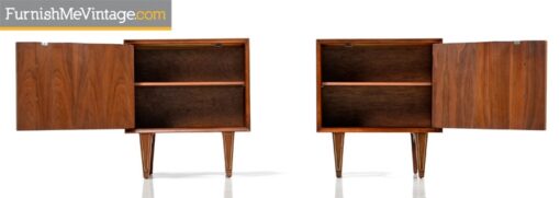 Pair of Mid Century Modern Diamond Pull Nightstands