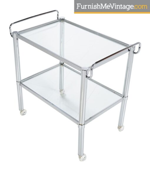 Chrome Bar Cart - Mid-Century Modern With Glass Shelves