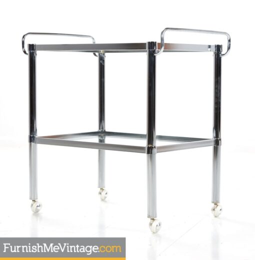 Chrome Bar Cart - Mid-Century Modern With Glass Shelves