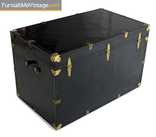 Vintage Black Enamel Steamer Trunk