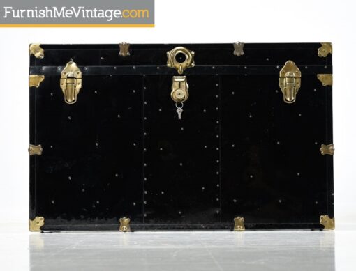 Vintage Black Enamel Steamer Trunk