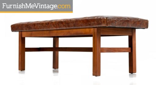 Leather Mid Century Modern Bench