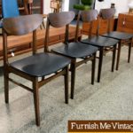 Four Mid Century Modern Danish Style Walnut Dining Chairs