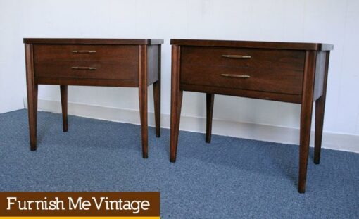 Two Broyhill Saga Mid Century Modern Nightstands