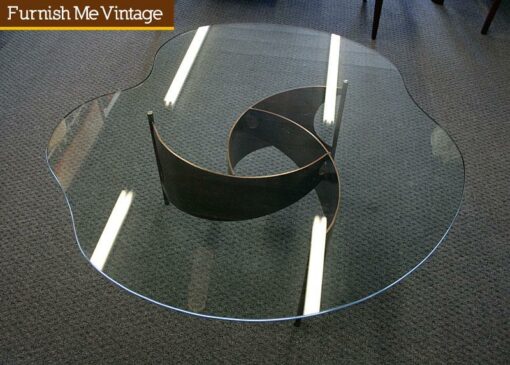 Super Modern Amoeba Shaped Coffee Table Metal Base