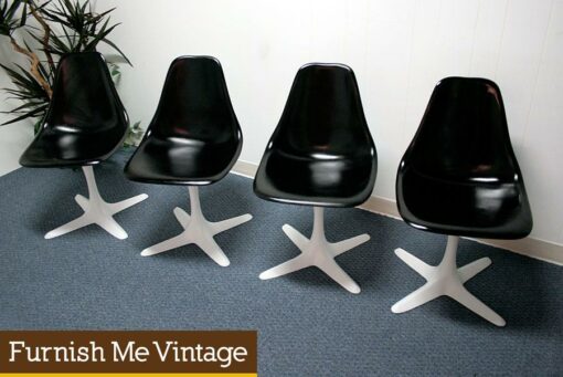 Two Vintage Burke Tulip Chairs Black and White