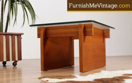 Vintage Danish Modern Teak Hash Tag End Table