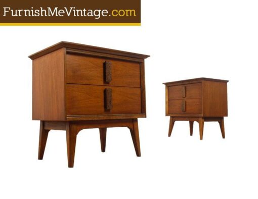 Pair of Restored Mid Century Modern Mayan Nightstands