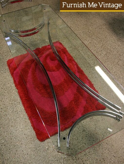 Chrome and Lucite Retro Coffee Table Glass Top