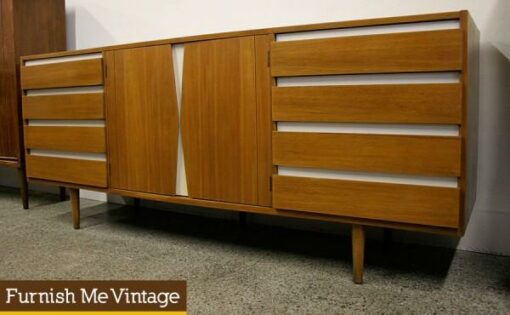 Martinsville Beech Wood & White Triple Dresser Credenza