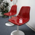 Pair of Retro Mid Century Modern Red Tulip Chairs