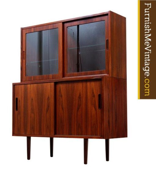 Lighted Danish Rosewood Hutch by Hundevad