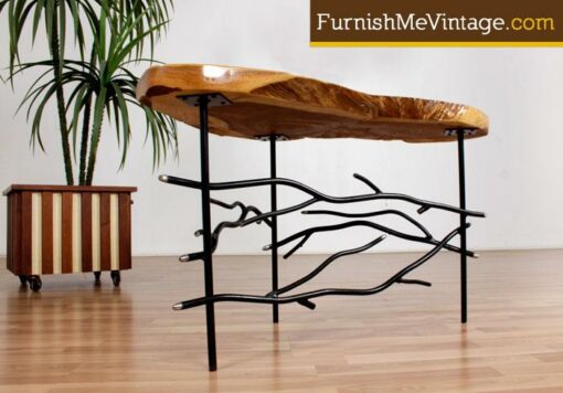 Funktionhouse Wood Slab and Steel End Table