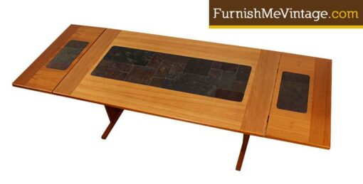 Danish teak tile top dining table by Gangso Mobler