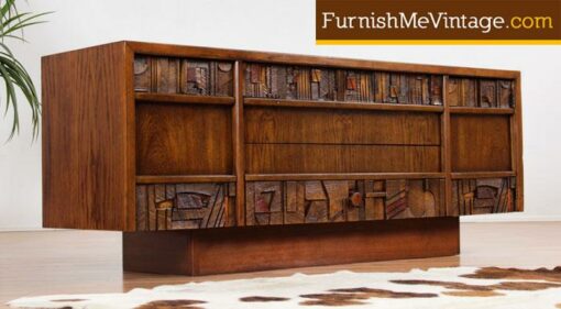 Low Profile Vintage Lane Brutalist Credenza