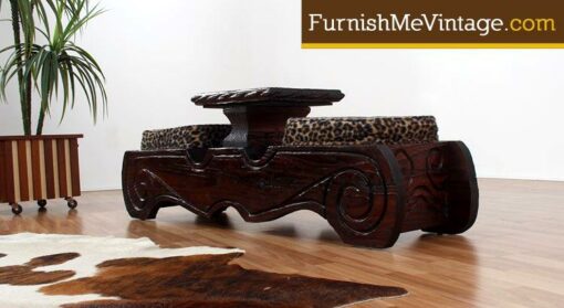 Vintage Witco Leopard Tiki Bench