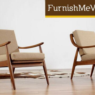 restored mid century modern Danish lounge chairs