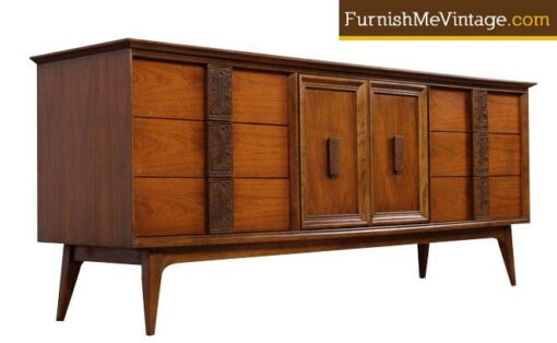 Restored Mid Century Bassett Mayan Triple Dresser