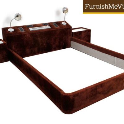 Retro fur covered platform bed with built in stereo and lights