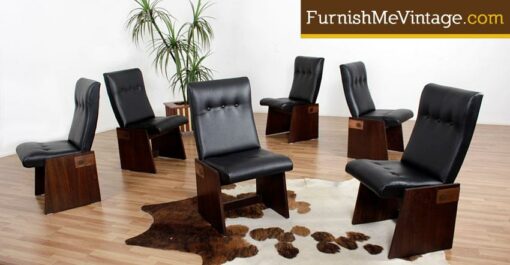 Set of (6) Reupholstered Lane Brutalist Dining Chairs