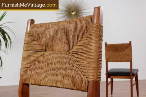 Set of (6) Restored Rush Back Danish Teak Chairs
