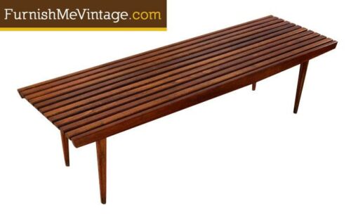 Five Foot Mid Century Slat Bench Coffee Table