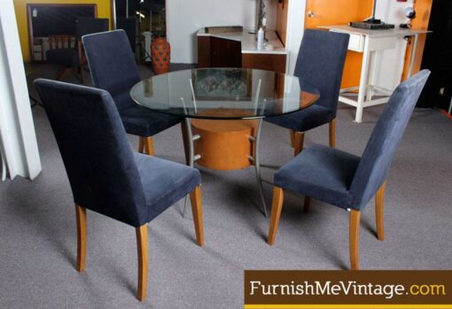 Used Contemporary Teak & Glass Dining Set