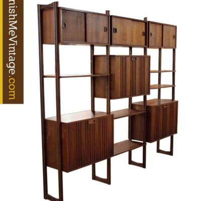 Large Mid Century Modern Teak Modular Shelving Unit