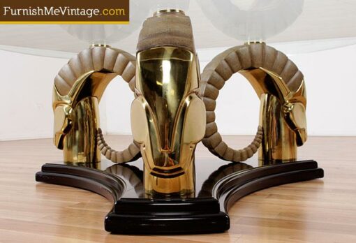 Vintage Neo Deco Brass Ram Head Coffee Table