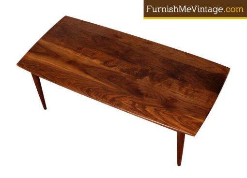 Refinished Small Walnut Mid Century Modern Coffee Table