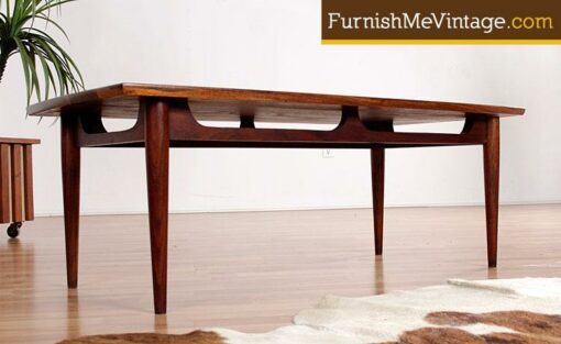 Refinished Small Walnut Mid Century Modern Coffee Table