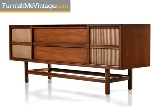 Danish Walnut Credenza Style GE Console Tubed Stereo, Fully Serviced and Working