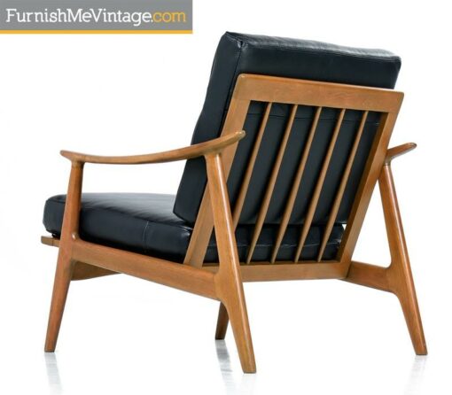 Sculpturelle Danish Lounge Chairs by Rubee Solid Beechwood Black Leather, 1960s