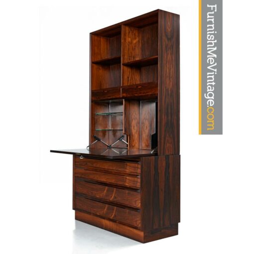 danish rosewood secretary bar hutch