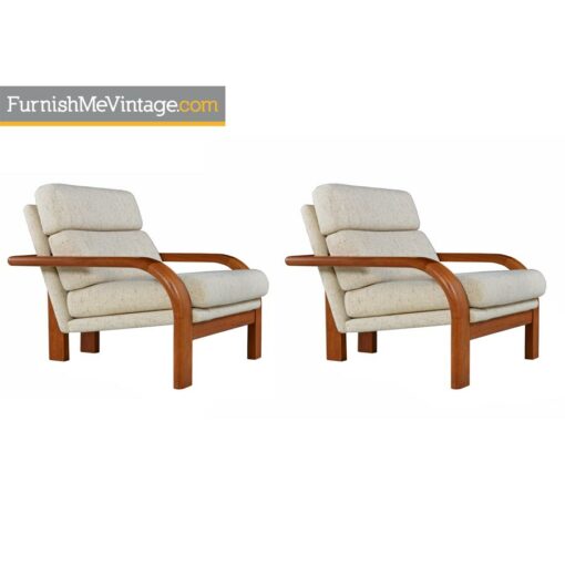 Ivory tweed and teak wood Danish chairs