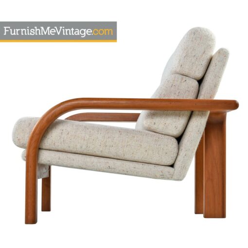 Danish Modern teak arm chairs with cream fabric