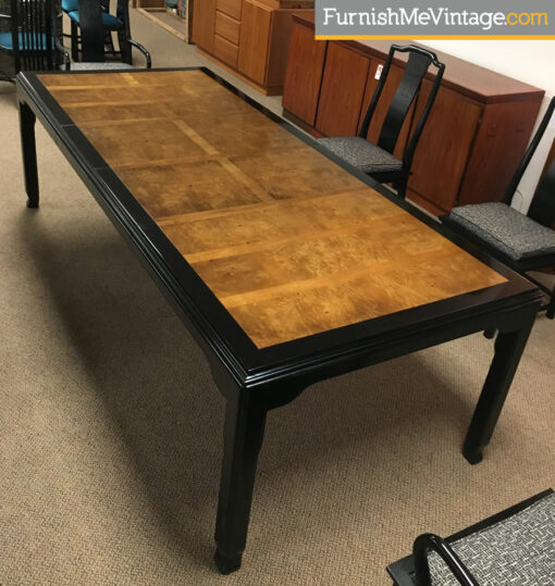 Chinese black lacquer and burl dining table